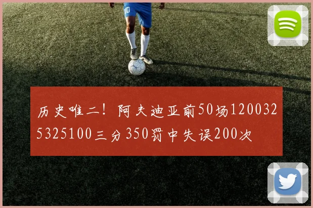 历史唯二！阿夫迪亚前50场1200325325100三分350罚中失误200次